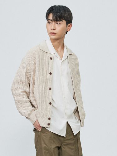 Crochet Collar Cardigan_Beige - THE KNIT COMPANY - Modalova