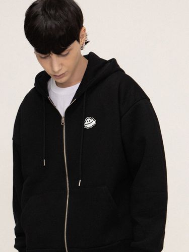 Cloud Smile Embroidery Hoodie Zip-up [2colors] - GRAVER - Modalova