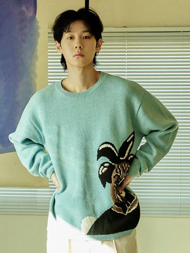 Collection Line] Jacquard Knit Pullover_Sky Blue - beyondcloset - Modalova