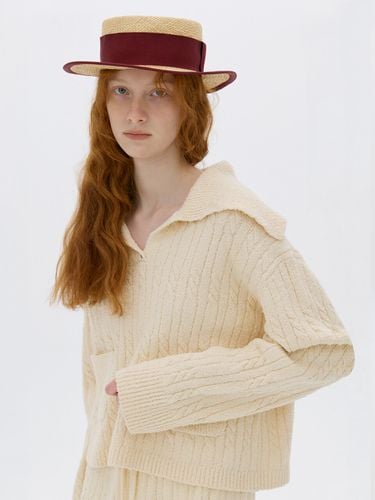 Cotton Shaggy Cable Pullover _Cream - a.t.corner - Modalova