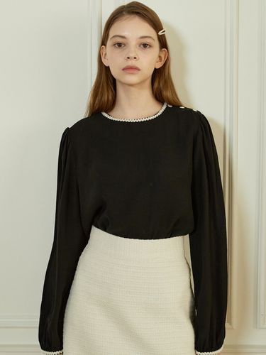 Lace Neck Blouse - Black - JOORTI - Modalova