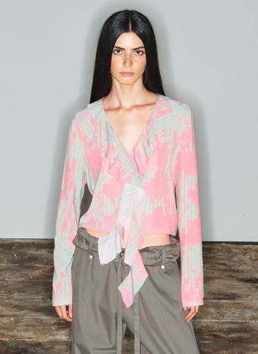 Printed Frill Top_Pink - OPEN YY - Modalova