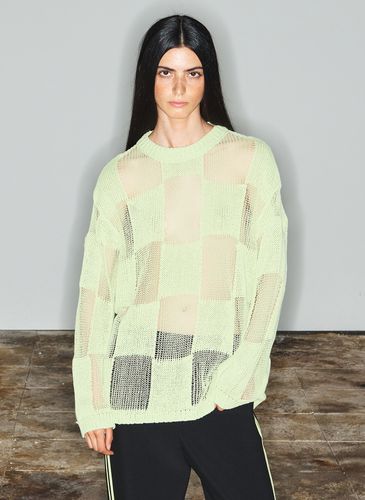 Paper Yarn Checker Board Pullover_Light Green - OPEN YY - Modalova