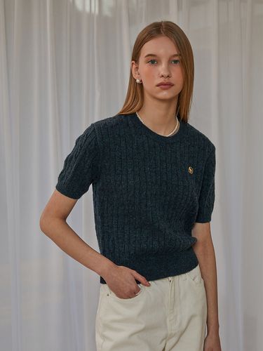 Cashmere Cable Knit Sweater _Navy - ANOETIC - Modalova