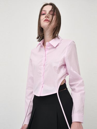 Side Shirring Slim Shirt, Pink - ETMON - Modalova