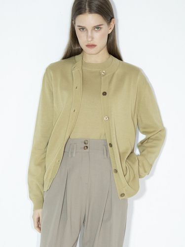 Jina Round Button Knit Cardigan _Khaki Beige - LEIE - Modalova