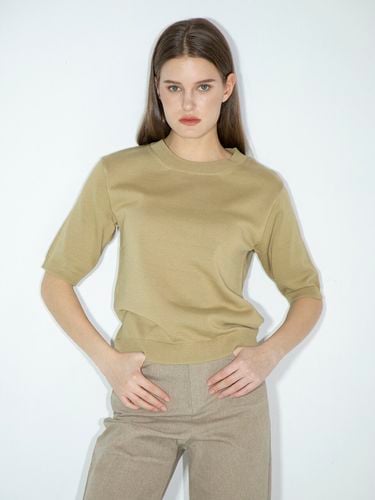 Yena Short Sleeve Knit Top _Khaki Beige - LEIE - Modalova