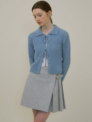 Tweed Pleats Skirt _ Gray Blue - VERBE - Modalova