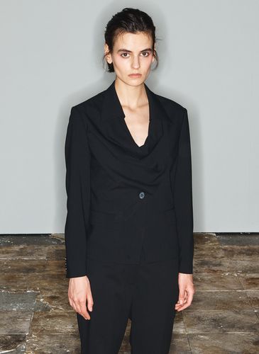 Draped Front Jacket_Black - OPEN YY - Modalova