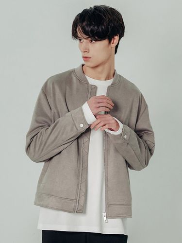 Suede Blouson Jacket _ Grey - ADHOC - Modalova