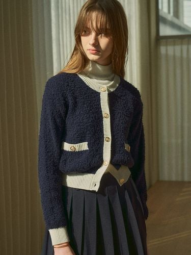 Tweed Knit Cardigan_Navy - Siyazu - Modalova