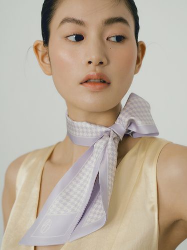 Long Twilly Silk Scarf_Houndstooth Lavender - AVVINA PELLE - Modalova