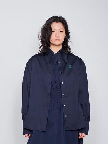 Point Collar Cotton Shirt _Navy - WMMSTUDIOS - Modalova