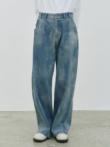 Crerase-Washing Wide Denim Pants_Blue - NOIRER - Modalova