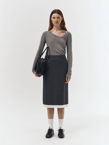 Layered H-Line Midi Skirt_Charcoal Gray - Dunst for WOMEN - Modalova