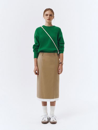 Layered H-Line Midi Skirt_Beige - Dunst for WOMEN - Modalova