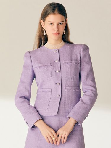 GRETA Round Neck Tweed Jacket (Lavendar) - BAU by Bride And You - Modalova