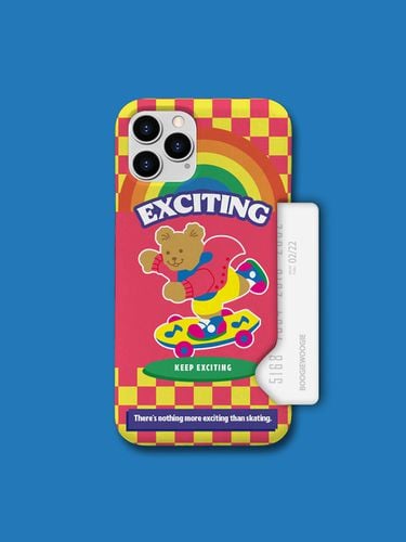 Slim Card Slot Phone Case_Skate Bear Pink - boogiewoogie - Modalova