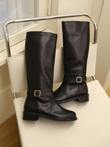 Buckle Strap Long Boots_Black - Hailey - Modalova