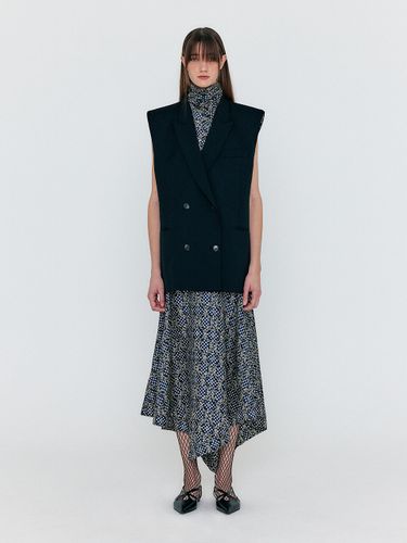 WOLIKA Asymmetric Hem Skirt_Navy Multi - EENK - Modalova