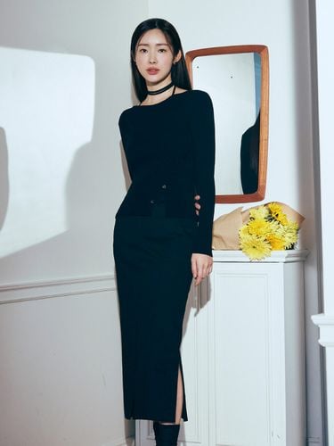 H-line Slit Long Skirt _Black - ARTID - Modalova