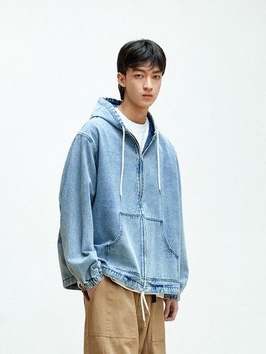 Overfit Stone Washing Denim Zip-Up Hoodie_2 Colors - MINIMAL PROJECT - Modalova