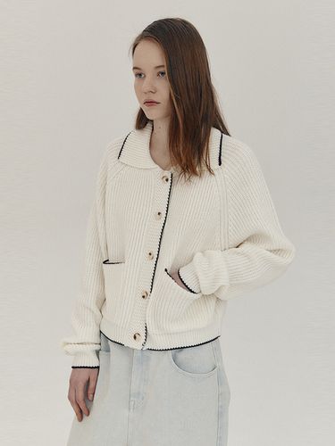 Trimming Cardigan _Cream - ahwe - Modalova