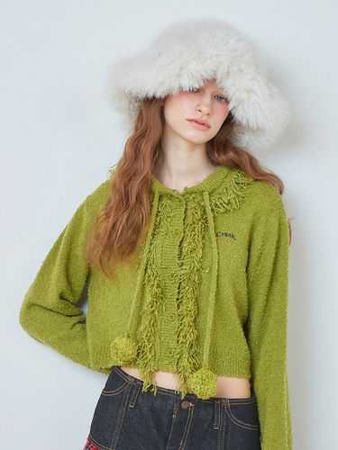 Tassel Hooded Cardigan_Green - CRANK - Modalova