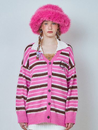 Oversized Striped Cardigan_Pink - CRANK - Modalova