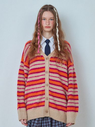 Oversized Striped Cardigan_Orange - CRANK - Modalova