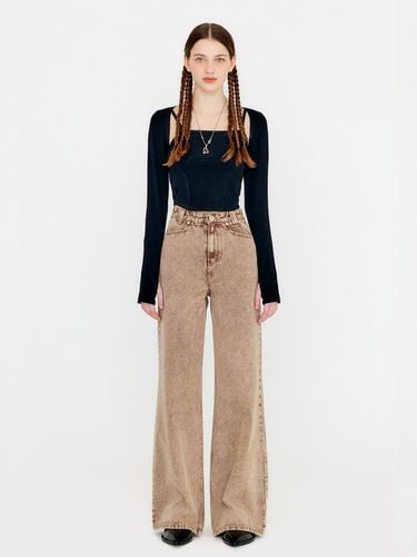 Color Pigment Dying Wide Denim Pants - YUSE - Modalova