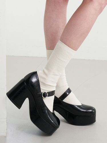 Arlo Platform Pumps_Black - blanc sur blanc - Modalova