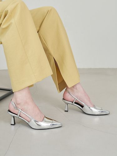 Celia Slingback Pumps Leather_Silver - blanc sur blanc - Modalova