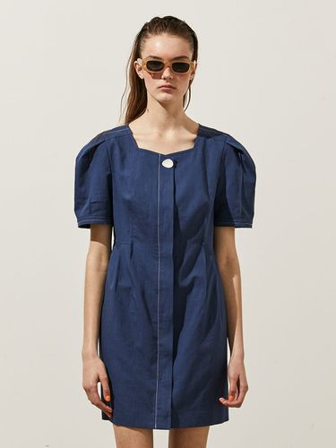 Color Stitch Mini Dress _Navy - ahwe - Modalova