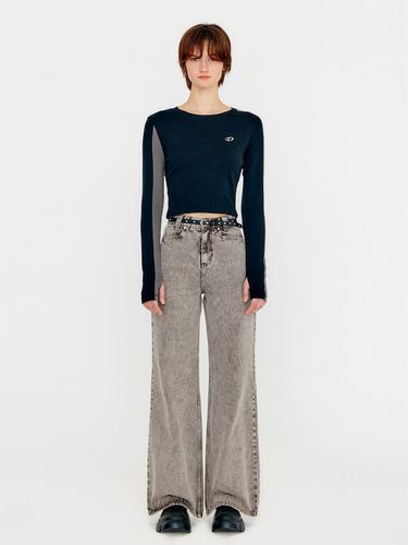 Color Pigment Dying Wide Denim Pants - YUSE - Modalova