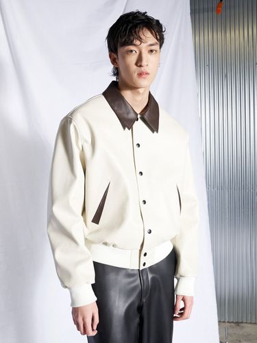 Big Collar Letterman Jacket_Cream - SPERONE - Modalova