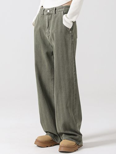 Herringbone Wide Pants_Khaki - AVANDRESS - Modalova