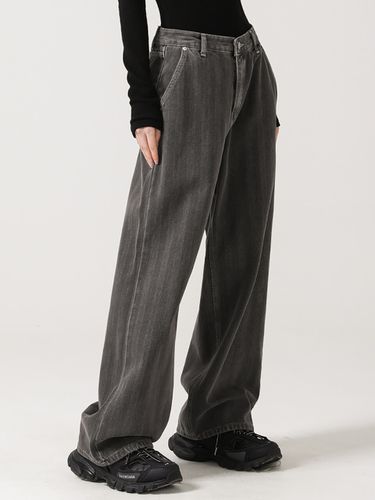 Herringbone Wide Pants_Charcoal - AVANDRESS - Modalova