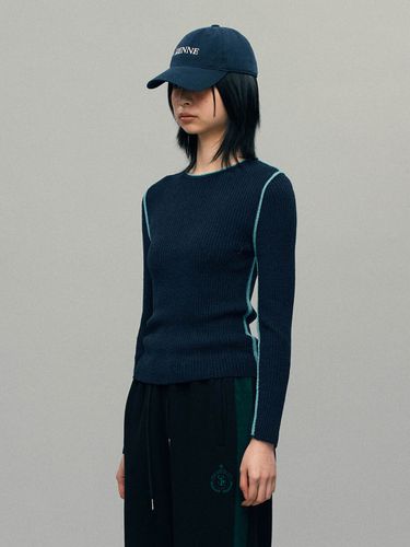 Naomi Line Point Knit _ Navy - sienne - Modalova