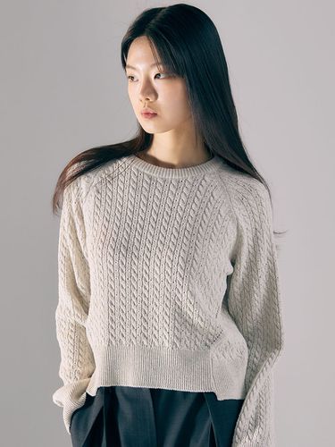 Italy Cotton Cable Sweater () - AVA MOLLI - Modalova