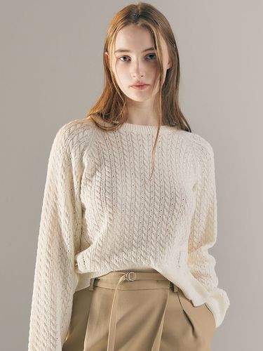 Italy Cotton Cable Sweater - AVA MOLLI - Modalova