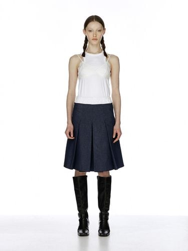 Denim Pleated Skirt_Deep Blue - Burmula - Modalova