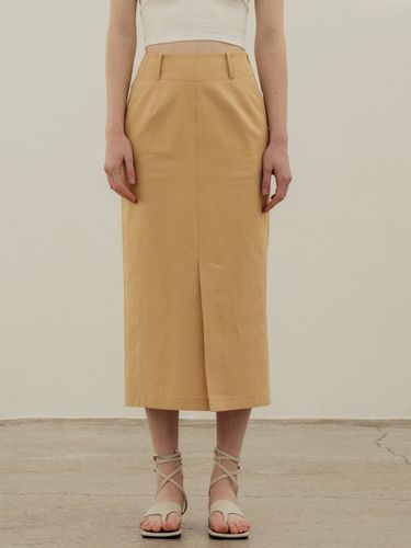 Cotton Linen Slit Skirt_Yellow Beige - REFINED902 - Modalova