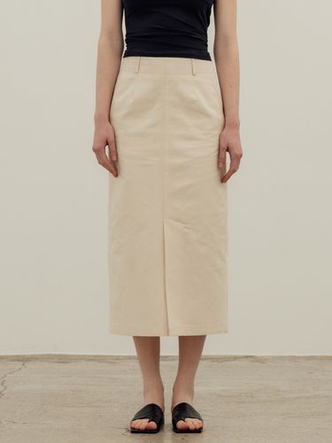 Cotton Linen Slit Skirt_Cream Beige - REFINED902 - Modalova