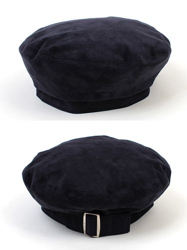 Belted Suede Beret Hat - Navy - Universal chemistry - Modalova