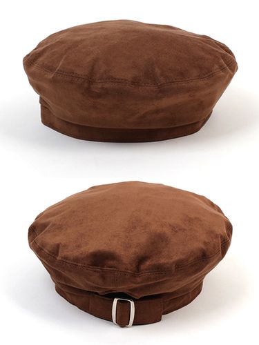 Belted Suede Beret Hat - Brown - Universal chemistry - Modalova