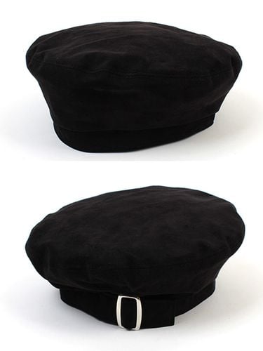 Belted Suede Beret Hat - Black - Universal chemistry - Modalova