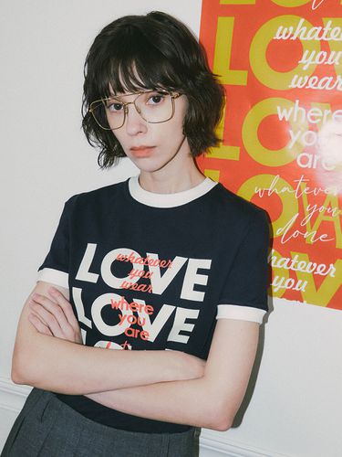 LOVE Ringer T-Shirt_Navy / White - vanone atelier - Modalova