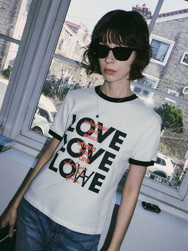 LOVE Ring T-Shirt_White / Black - vanone atelier - Modalova