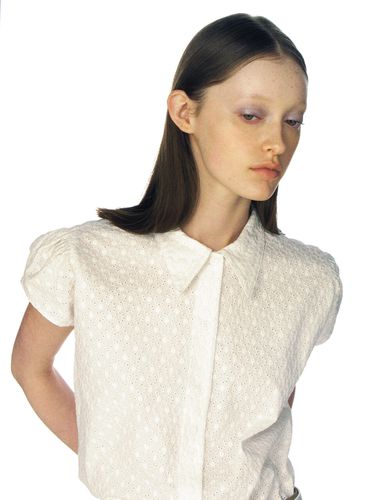 Eyelet Cotton Blouse_White - Burmula - Modalova